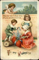To My Valentine, May Your Love in Favor Shine on Your Devoted Valentine Children Postcard Postcard