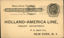 Holland-America Line Freight Notice Postcard