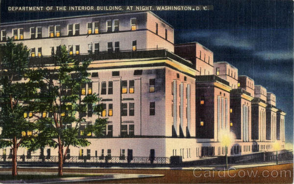 Department of The Interior Building, At Night Washington District of Columbia