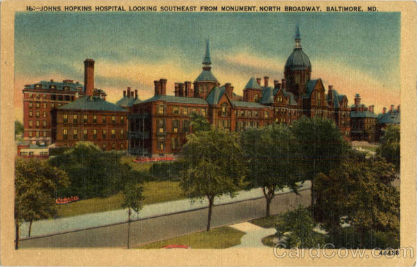 Johns Hopkins Hospital Looking Southeast From Monument, North Broadway Baltimore Maryland