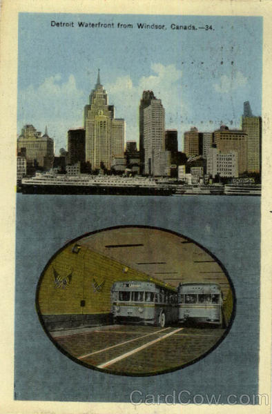 Detroit Waterfront from Windsor Canada Michigan