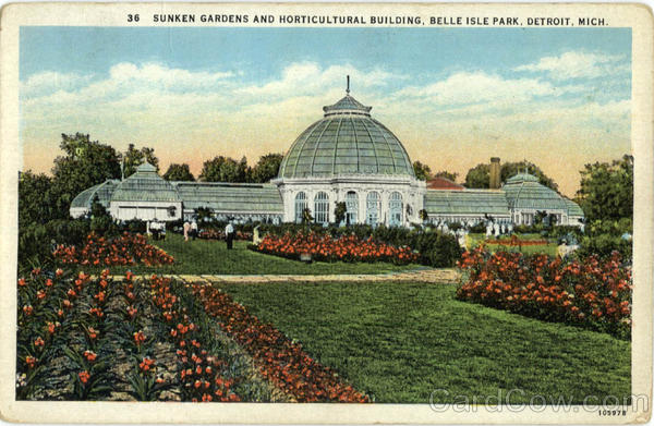 Sunken Gardens And Horticultural Building, Belle Isle Park Detroit Michigan