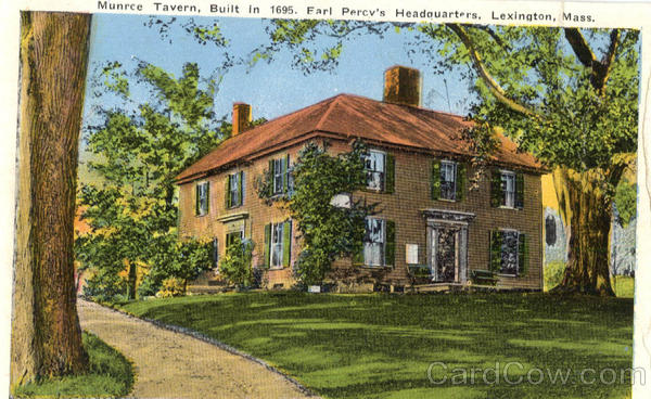Munrce Tavern, Built in 1695. Earl Percv's Headquarters Lexington Massachusetts