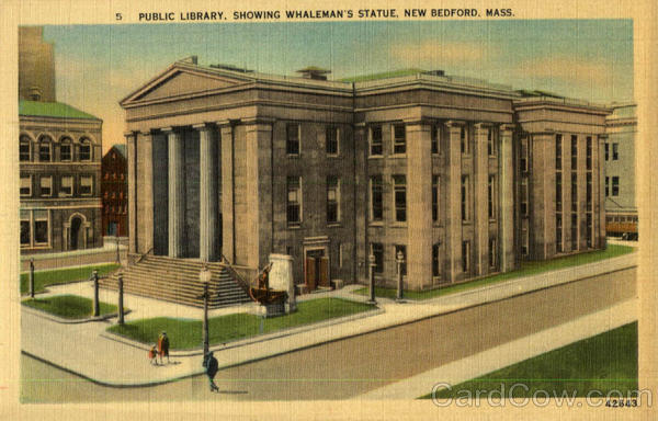 Public Library, Showing Whaleman's Statue New Bedford Massachusetts