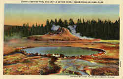 Crested Pool and Castle Geyser Cone Postcard