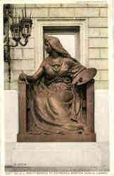 "Art" Bela L. Pratt Statue at Entrance Boston Public Library Postcard