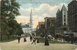 Tremont Street And Park Street Church Postcard