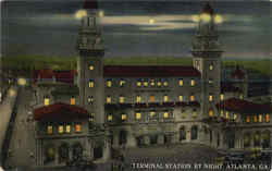 Terminal Station By Night Postcard