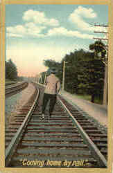 Coming Home By Rail Trains, Railroad Postcard Postcard