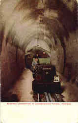 Electric Locomotive In Underground Tunnel Postcard
