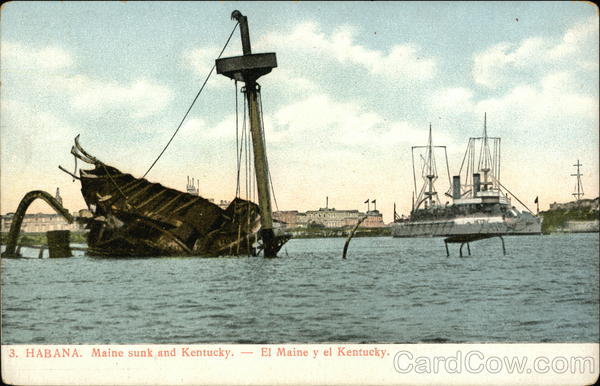 Maine Sunk and Kentucky Afloat Battleships