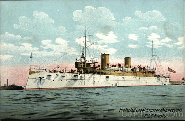 Protected Steel Cruiser Minneapolis 22,8 Knots Ships
