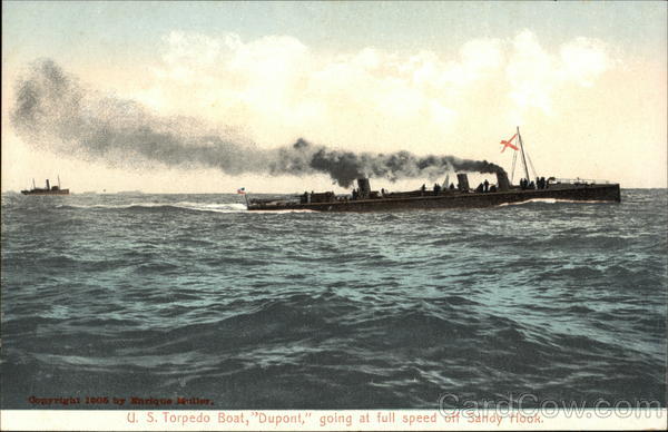 U.S. Torpedo Boat, Dupont, Going at Full Speed off Sandy Hook