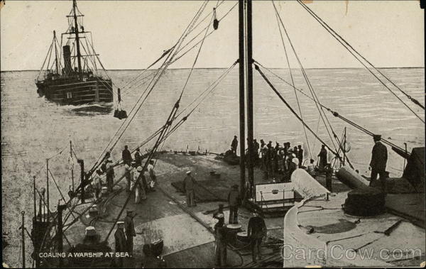 Coaling a Warship at Sea Ships