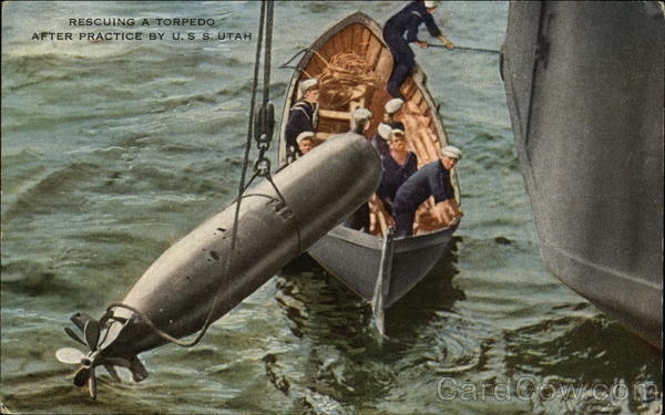 Rescuing a Torpedo After Practice by USS Utah Navy