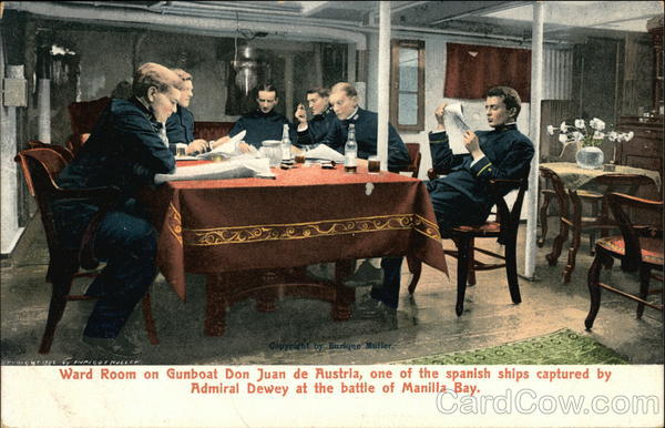 Ward Room on Gunboat Don Juan de Austria, one of the Spanish Ships Captured by Admiral Dewey