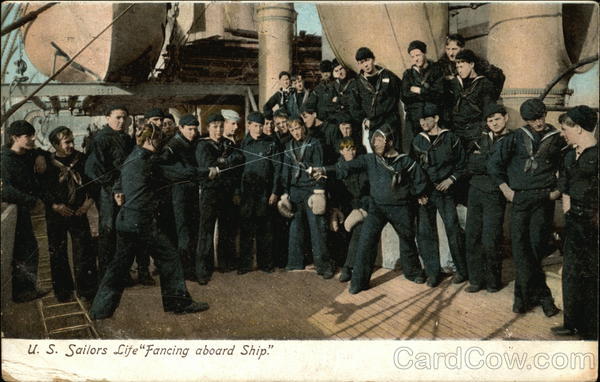 US Sailors Life Fancing aboard Ship Navy