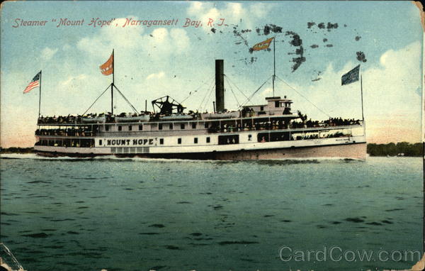 Steamer Mount Hope, Narragansett Bay, R.I Boats, Ships
