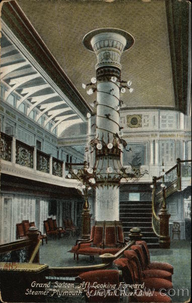 Grand Saloon, Aft Looking Forward Steamer Plymouth of the Fall River Line