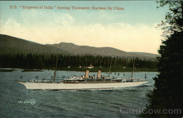 S.S. Empress of India Leaving Vancouver Harbour for China