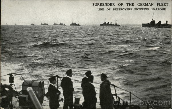 Surrender of the German Fleet - Line of Destroyers Entering Harbour