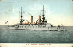 US Battleship "Kentucky" at Sea Postcard