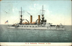 US Battleship "Kentucky" at Sea Battleships Postcard Postcard