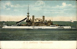 USS Battleship "Massachusetts" on the Water Postcard
