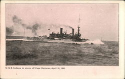 USS Indiana in storm off Cape Hatteras, April 16, 1906 Battleships Postcard Postcard