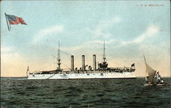 USS Brooklyn on the Water Ships Postcard Postcard