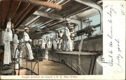 Target Practice on Board a U.S. Man O'War Postcard
