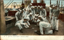 U.S. Sailors Life, Sport Aboard Ship Postcard