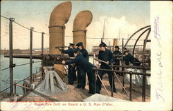 Rapid Fire Drill on Board a U.S. Man O'War Postcard