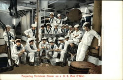 Preparing Christmas Dinner ona U. S. Man O'War Navy Postcard Postcard