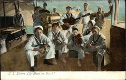 U.S. Sailors Life "Music on Board" Postcard