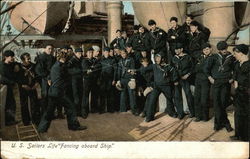US Sailors Life "Fancing aboard Ship" Postcard
