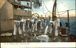 U. S. Sailors Life "Cleaning Up." Postcard