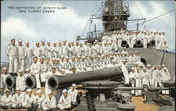 Two Batteries of 14-inch Guns and Turret Crews Postcard