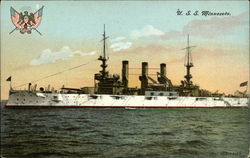 USS Minnesota on the Water Ships Postcard Postcard