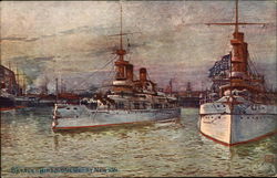Battleships at Newport News, Va Postcard