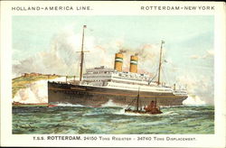 T.S.S. Rotterdam, 24150 tons register - 34740 tons displacement Postcard