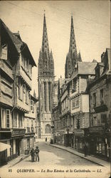 Quimper, La Rue Kéréon Et La Cathédrale Postcard