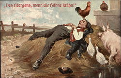 "Des morgens, menn die hahne krahn!" Germany Postcard Postcard