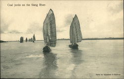 Coal junks on the Siang River China Postcard Postcard