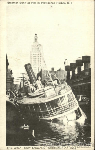 Steamer Sunk at Pier in Providence Harbor, R.I., the Great New England Hurricane of 1938 Rhode Island