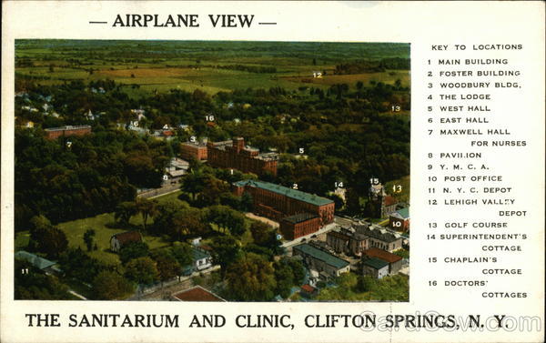 Airplane View of Sanitarium and Clinic Clifton Springs New York