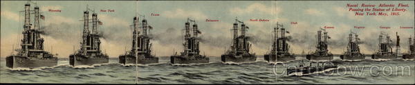 1915 Naval Review Atlantic Fleet Passing the Statue of Liberty - 3-fold