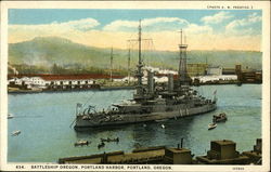 Battleship Oregon, Portland Harbor Postcard