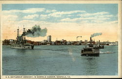 U.S. Battleship Vermont, in Norfolk Harbor Postcard