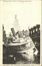 Steamer Sunk at Pier in Providence Harbor, R.I., the Great New England Hurricane of 1938 Postcard